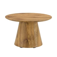 Table basse ronde, résistante et facile d'entretien, patins feutrés antidérapants, 60x60x35 cm, Couleur naturelle(m-2)