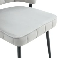 Lot de 2 chaises de salle à manger, mousse haute densité, patins antidérapants, 60x48x80 cm, Gris clair+Noir(m-5)
