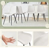 Lot de 4 chaises de salle à manger en similicuir, design moderne, embouts antidérapants, 50x47x83 cm, Blanc+Noir(m-7)