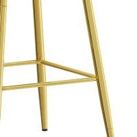 Lot de 2 tabourets de bar, design moderne, repose-pieds et renfort croisé, 42x45x100 cm, Noir+Doré(m-8)
