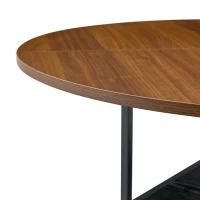 Table ronde 107 cm de diamètre, design industriel élégant, pour 2–4 personnes, 107x107x75 cm, Noyer(m-6)