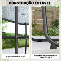 Outsunny Conjunto de Mesa e Cadeiras de Jardim de 8 Peças com Chapéu de Sol 6 Cadeiras Dobráveis e Mesa de Vidro Creme e Cinza(m-7)