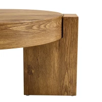 Ensemble 2 tables basses rondes, design 2 niveaux modulable, pieds en L renforcés, 61x61x30 cm, Couleur naturelle(m-6)