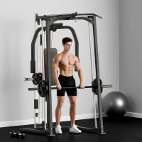 SPORTNOW 3-in-1 Smith Machine with Dual Cable Pulley System, Chest Press Station, 17-Level Squat Rack and Barbell Bar(m-8)