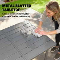 Outsunny Garden Dining Table for 6 Person, 165 x 80 cm Rectangular Outdoor Dining Table with Slatted Top(m-5)