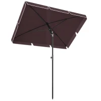 Outsunny Ombrellone da Giardino Rettangolare e Regolabile con Palo in Alluminio, 2x1.3x2.5 m, Marrone e Nero(m-1)