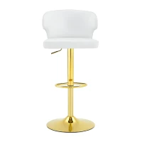 Lot de 2 tabourets de bar avec dossier, réglables en hauteur et pivotants 360°, 49.7x45x110 cm, Blanc(m-2)