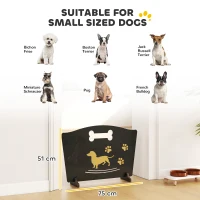 PawHut Wooden Dog Stopper, Dog Barrier with Support Feet, for Stair, Patio, Very Easy Setup, Black, 75 x 51 cm(m-3)