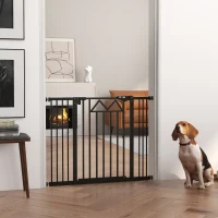 PawHut Cancelletto per Cani con 4 Viti Regolabili e Nastro Adesivo, in Metallo e Plastica, 74-100x76 cm, Nero(m-2)