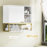 kleankin Bathroom Wall Cabinet, Over Toilet Storage Cabinet with Door and Storage Shelves for Hallway, Living Room, White(m-6)