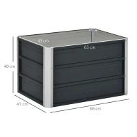Outsunny 108L Raised Garden Bed, Galvanized Steel Elevated Planter Box w/ Installation Gloves for Backyard, Patio to Grow Vegetables, Herbs, and Flowers, 66 x 47 x 40cm, Grey(m-3)