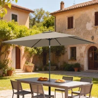 Outsunny Garden Parasol, Parasol Umbrella with Crank Handle, Tilt Function, Polyester Canopy, Khaki(m-10)
