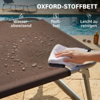 Outsunny Klapbare ligstoel met zonnescherm, verstelbare rugleuning, metalen frame, 187 x 58 x 36 cm, bruin(m-6)