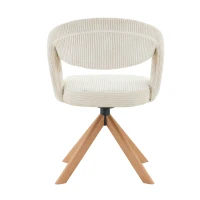 Lot de 2 chaises pivotantes rétro-luxe, patins feutre antidérapants, rotation 360° silencieuse, 47x47.5x81.5 cm, Couleur naturelle(m-11)