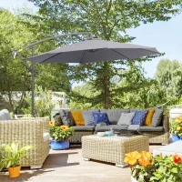 Outsunny Ombrellone da Giardino 3x2.5 m a Braccio e Inclinabile con Manovella, in Acciaio e Poliestere Grigio(m-10)