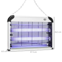 Outsunny Electric Fly Zapper, 20W Electric Fly Killer, Wall Hanging Bug Zapper Indoor & Outdoor Attracting Insect Mosquito Killer, Silver Tone(m-3)