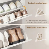HOMCOM Sapateira Branca Estreita Armário Sapateiro Alto com 3 Gavetas para 18 Pares de Sapatos para Corredor 72x26x112 cm Branco(m-5)