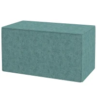 HOMCOM Poggiapiedi 2 in 1 con Rivestimento Rimovibile in Tessuto Effetto Lino, 75x41x41 cm, Verde(m-11)