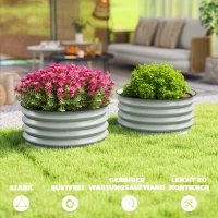 Outsunny 2-delige Set Verzinkte Plantenbakken, Ø60 x 30H cm Bloempotten met Open Bodem voor Verschillende Planten, Groen(m-7)