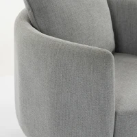 HOMCOM Accentstoel met 360° draaivoet, clubfauteuil van linnenstof met kussen in lichtgrijs(m-12)