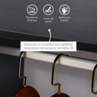 HOMCOM Mobile Appendiabiti con Barra in Alluminio e 2 Ripiani Aperti, in Truciolato, 60x40x128 cm, Nero(m-4)
