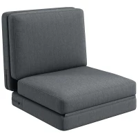 HOMCOM Opvouwbare vloerstoel met kussens, omvormbaar tot gestoffeerde bank, voor woonkamer, gastenkamer, kantoor, 75 x 268 x 18 cm, Donkergrijs(m-1)
