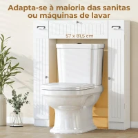 HOMCOM Móvel sobre Sanita com 2 Armários Gaveta Basculante Suportes para Papel e Prateleiras Ajustáveis 88x18x98 cm Branco(m-7)