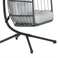 Outsunny Hanging Egg Chair, Indoor Outdoor Hammock Swing Chair with Stand, Safety Strap, Foldable Basket, Dark/Light Grey(m-11)