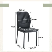 Lot de 4 chaises de salle à manger, style léger-luxe, patins antidérapants, 43x42.6x93 cm, Noir(m-3)