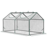 Outsunny Mini Greenhouse Portable Flower Planter Vegetable Grow House for Garden with Zipped Windows, 120 x 60 x 60 cm, Clear(m-10)