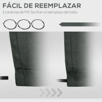Outsunny Techo de Repuesto para Toldo 382x240 cm Lona para Toldo con Dobladillo Protección UV Impermeable para Patio Gris(m-5)