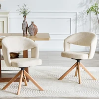 Lot de 2 chaises pivotantes rétro-luxe, patins feutre antidérapants, rotation 360° silencieuse, 47x47.5x81.5 cm, Couleur naturelle(m-5)