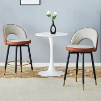 Tabouret de bar pivotant 360°, design moderne, structure métal, lot de 2, 47,40x44,00x92,00 cm, Gris clair(m-5)