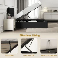 HOMCOM 4ft6 Double Ottoman Bed Frame, with Front Drawer - Black(m-5)
