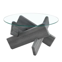 Table basse ronde, design moderne, facile à nettoyer et stable, 79x79x45 cm, Transparent(m-10)