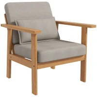 HOMCOM Gestoffeerde Stoel, inclusief 1 Kussen, 70 cm x 72 cm x 76 cm, Beige + Natuurlijk(m-11)