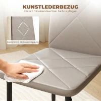 HOMCOM Set de 4 Scaune de Dining cu Spătar Înalt din Imitație de Piele și Oțel, 41x50x97cm, Gri(m-5)