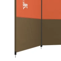 Outsunny Camping Windbreaker with Clear Windows, Carry Bag and Steel Poles, for Beach Caravan Campervan, 440 x 140cm, Orange(m-13)