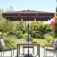 Outsunny Ombrellone da Giardino Rettangolare e Regolabile con Palo in Alluminio, 2x1.3x2.5 m, Marrone e Nero(m-10)