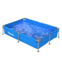 Outsunny Metal Frame Swimming Pool, Rectangular Above Ground Frame Pool with Repair Patch, 229 x 160 x 43 cm, Blue(m-15)