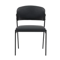 Chaise de salle à manger moderne rembourrée, design épuré, dossier ergonomique, 51x49x78 cm, Noir(m-2)
