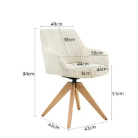 Lot de 2 chaises de salle à manger pivotantes style rétro luxueux, piètement quatre pieds en bois massif, 56,00x44,00x84,00 cm, Couleur naturelle(m-3)