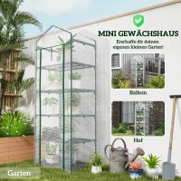 Outsunny Mini-kas voor Bloemen of Groenten, Staal, Plastic, 69L x 49B x 193H cm, Wit(m-6)