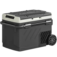 Outsunny Glacière Électrique Voiture 40L à Double Zone, Refroidissement Puissant & Mode ECO, -20℃ à 20℃, 69,2x45,3x51,5cm, Noir(m-1)