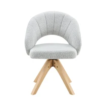 Lot de 2 chaises pivotantes style rétro, piètement 4 pieds en bois massif, patins antidérapants, 46x49x84 cm, Couleur naturelle(m-2)