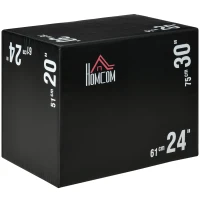 HOMCOM Cajón de Salto 3 en 1 con Cremallera y 3 Alturas Diferentes Carga 120 kg para Casa Oficina Gimnasia  75x51x61 cm Negro(m-1)