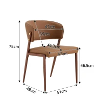 Chaise de salle à manger moderne rembourrée, design épuré, dossier ergonomique, 51x49x78 cm, Marron(m-3)