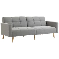 HOMCOM 2-in-1 slaapbank 205 x 88 cm met bedfunctie, bank met zitkussen, linnenlook grijs(m-11)
