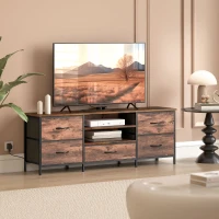 HOMCOM Multi-Storage Industrial TV Stand - Brown/Grey/Black(m-10)