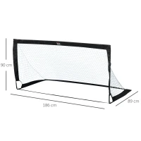 HOMCOM Set di 2 Porte da Calcio Pieghevoli per Bambini e Adulti, 186x90x89 cm, Nero(m-3)